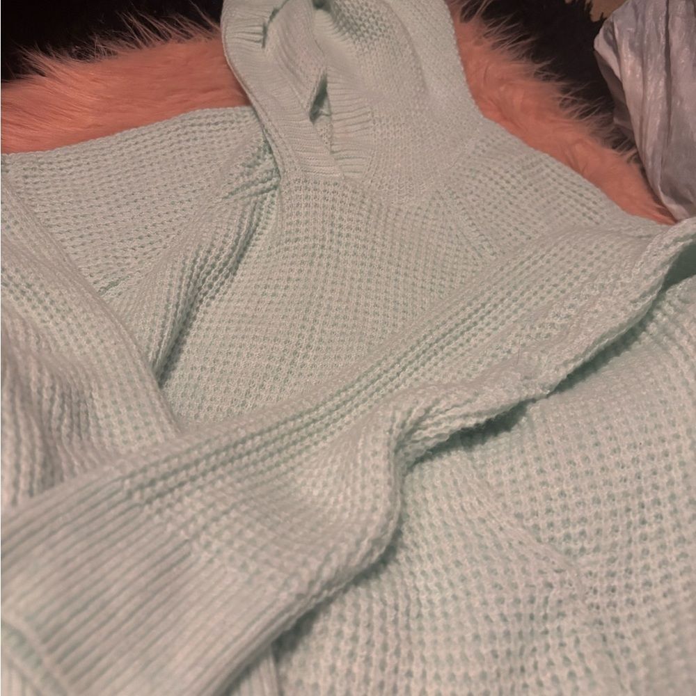 Sugar Moon Mint Green Waffle knit soft Women's Sweater